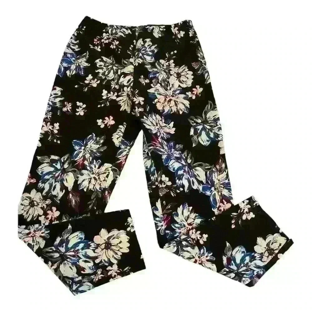 Time and Tru Women's Floral High Rise Skinny Jegging Pants Size 8 refer to pics